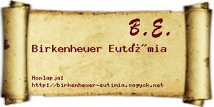 Birkenheuer Eutímia névjegykártya